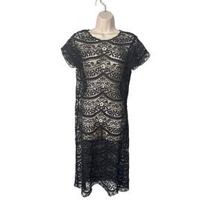 knee length dresses for ladies New Anthropologie Black Crochet Lace 
